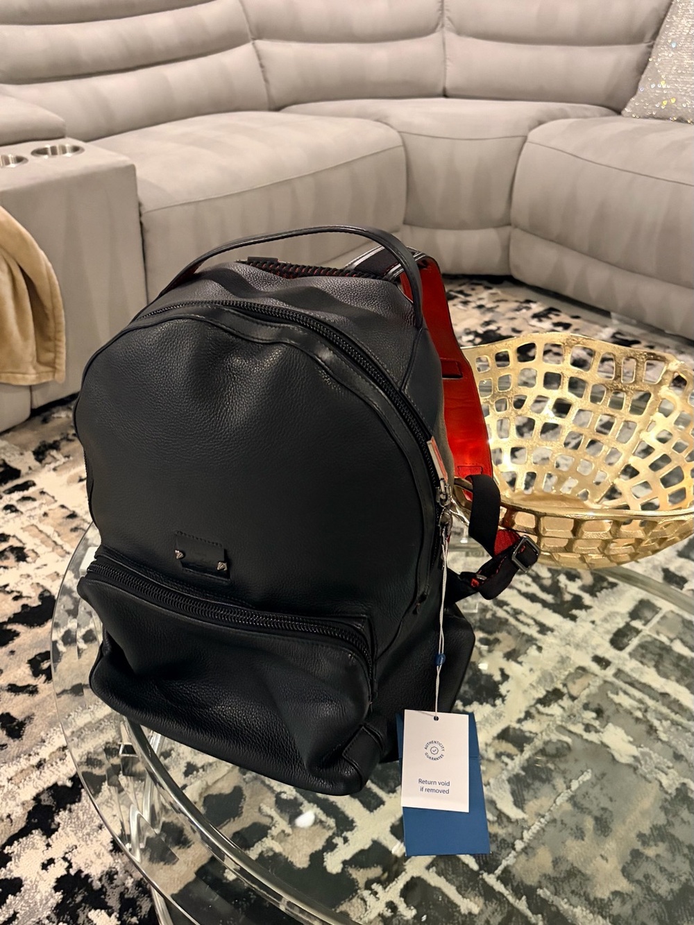 👠 🤩Red Bottom - Christian Louboutin Leather Backpack Black w/ famous Red Accents